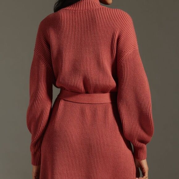 Maeve Long-Sleeve Mock-Neck Tied Waist Mini Dress - Picture 2 of 4